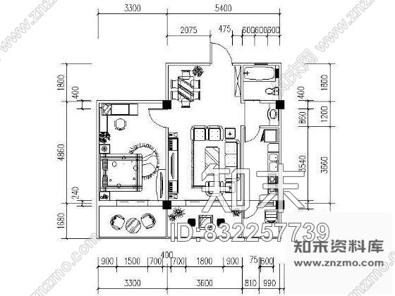 图块/节点四个家装户型平面图cad施工图下载【ID:832257739】