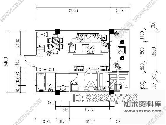 图块/节点四个家装户型平面图cad施工图下载【ID:832257739】