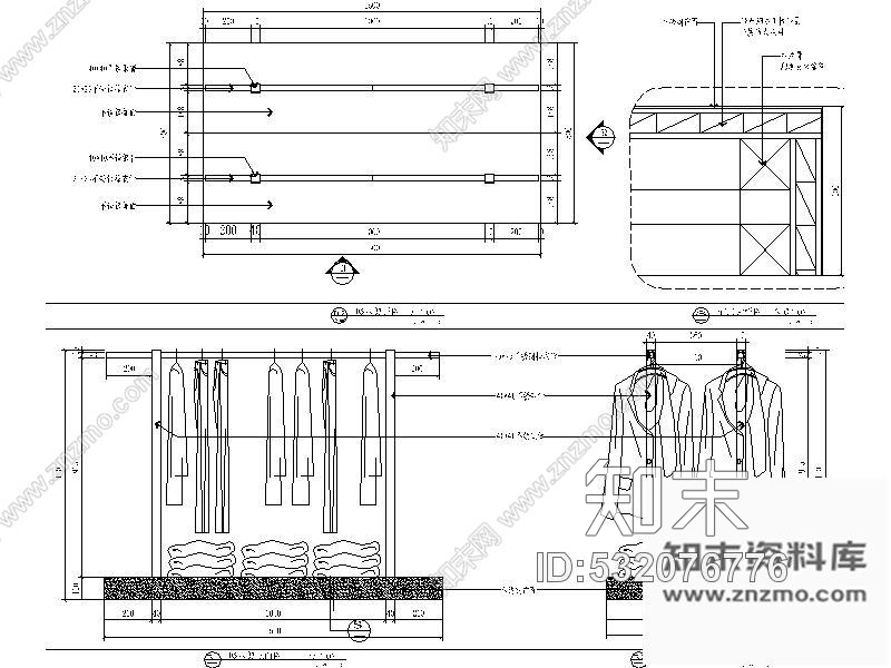 施工图江苏20㎡服装专卖店室内装修图cad施工图下载【ID:532076776】