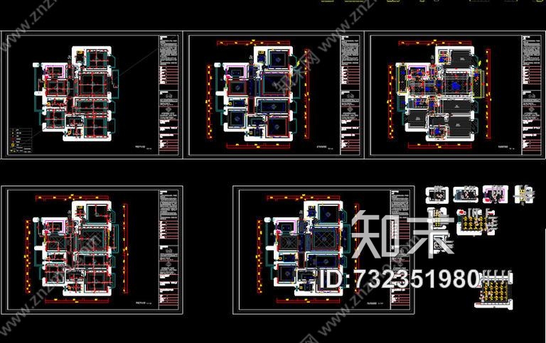 南京御江金城美式简约四居室cad施工图下载【ID:732351980】