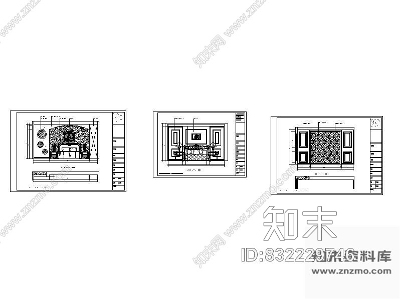 图块/节点三款欧式卧室立面图施工图下载【ID:832229746】