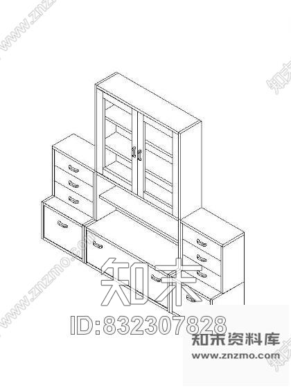 图块/节点书柜CAD三维图块集施工图下载【ID:832307828】