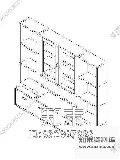 图块/节点书柜CAD三维图块集施工图下载【ID:832307828】