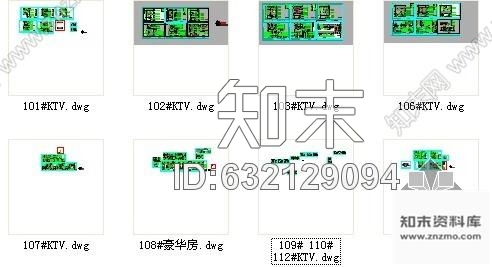 施工图山西某商务酒店9个华丽KTV包房室内装修图cad施工图下载【ID:632129094】