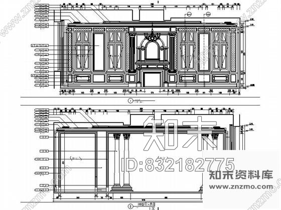图块/节点古典奢华别墅客厅立面图cad施工图下载【ID:832182775】