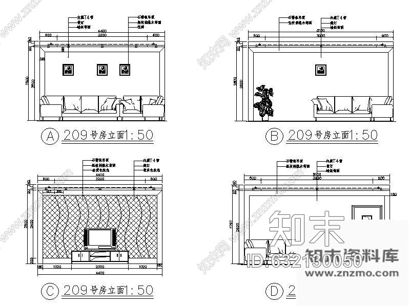 施工图某歌舞厅KTV包间装修图cad施工图下载【ID:632130050】