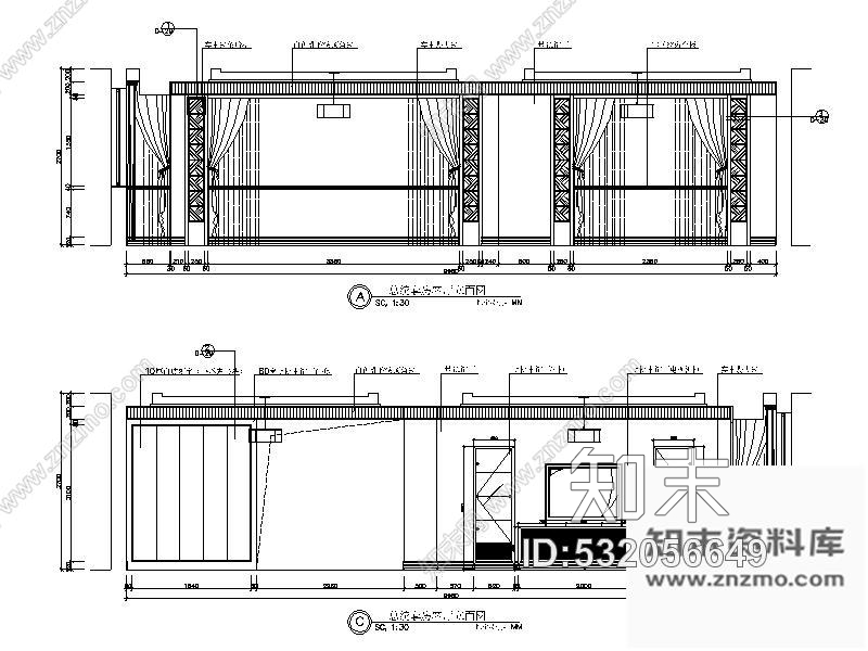 施工图某酒店三室二厅总统套房装修图cad施工图下载【ID:532056649】