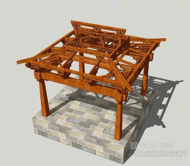 户外建筑 中式古建筑 古建筑 建筑构件 木结构戏台su模型su模型下载