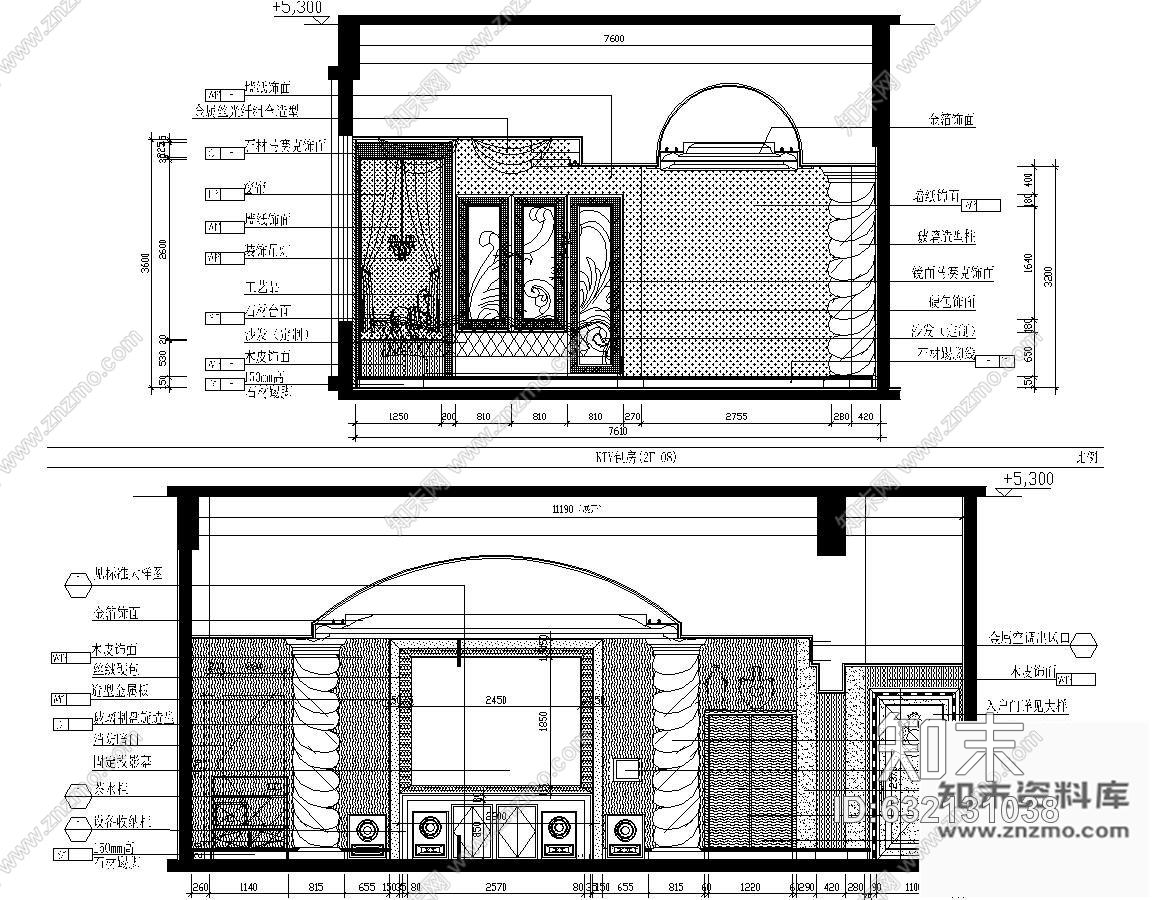 施工图豪华KTV包房装修图cad施工图下载【ID:632131038】