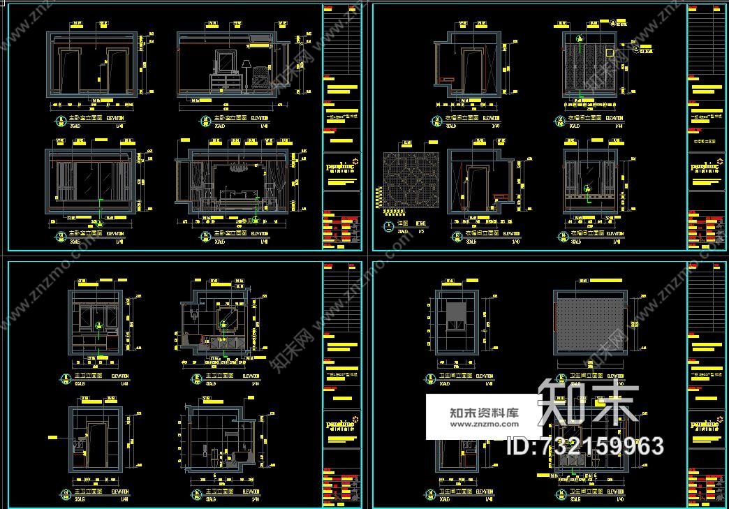 李益中--幸福花苑D3欧式风格110㎡样板房cad施工图包含水、电、效果图cad施工图下载【ID:732159963】
