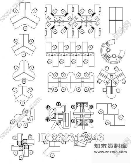 图块/节点室内桌椅图块cad施工图下载【ID:832313843】