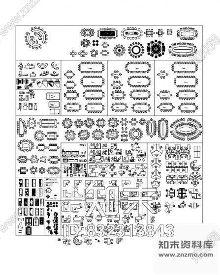 图块/节点室内桌椅图块cad施工图下载【ID:832313843】