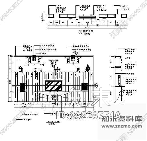 图块/节点电视背景墙装修施工图下载【ID:832287716】