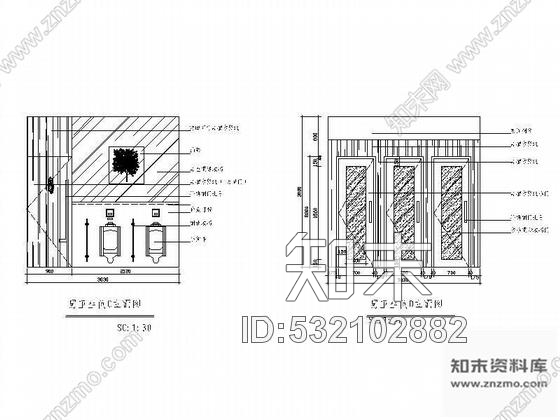 施工图办公层卫生间装修图cad施工图下载【ID:532102882】