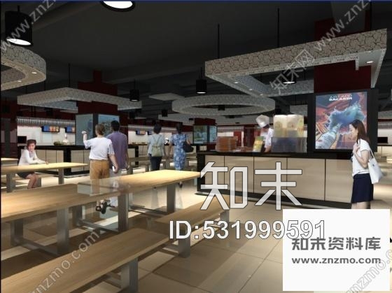 施工图某美食广场室内装修施工图含效果cad施工图下载【ID:531999591】