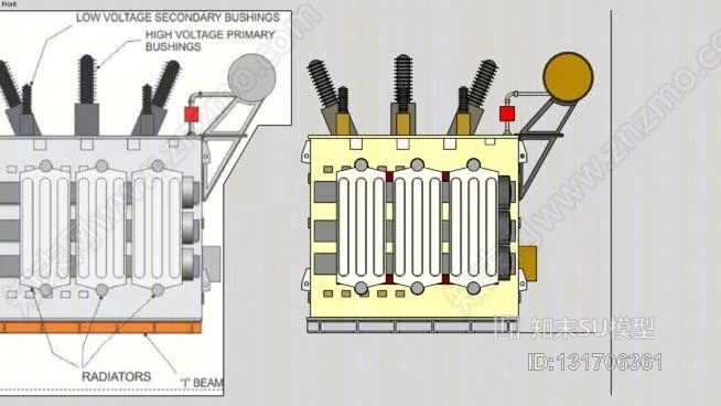 o型操作变电站电力变压器su模型下载