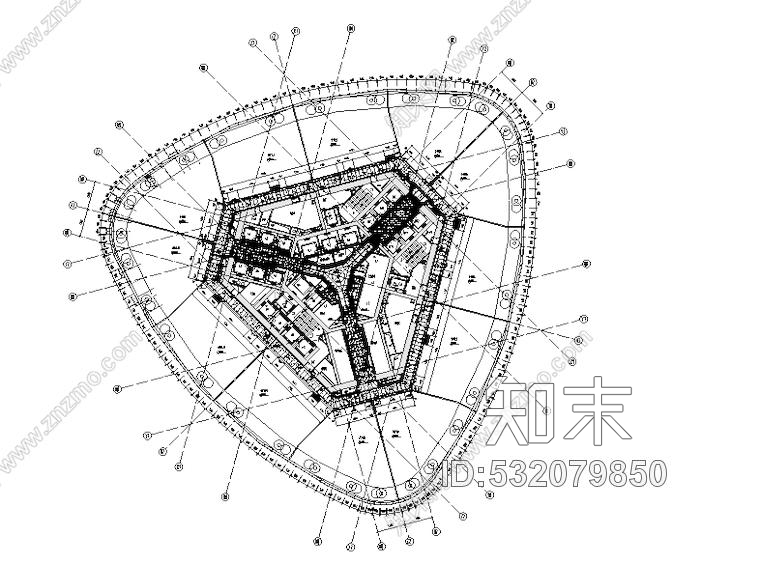 广东珠江新城西塔主塔办公空间设计施工图附效果图cad施工图下载【ID:532079850】