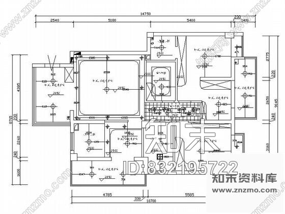 图块/节点住宅三居室平面布置图cad施工图下载【ID:832195722】