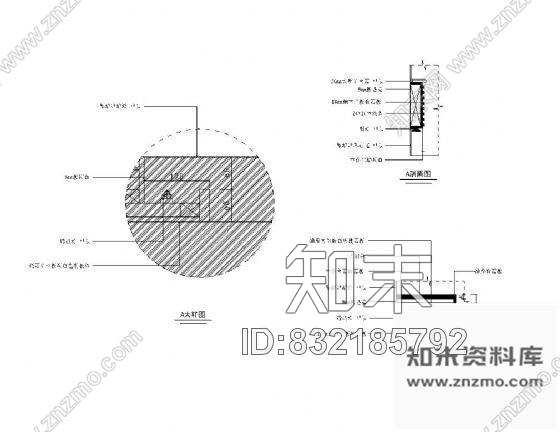 图块/节点电视背景墙详图cad施工图下载【ID:832185792】