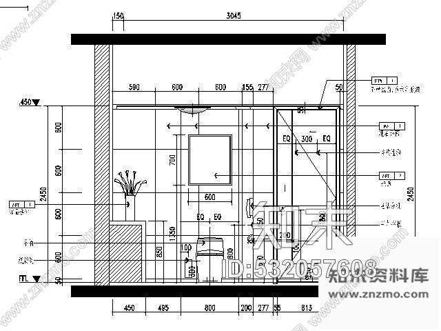 施工图酒店行政单人套间装修图cad施工图下载【ID:532057608】