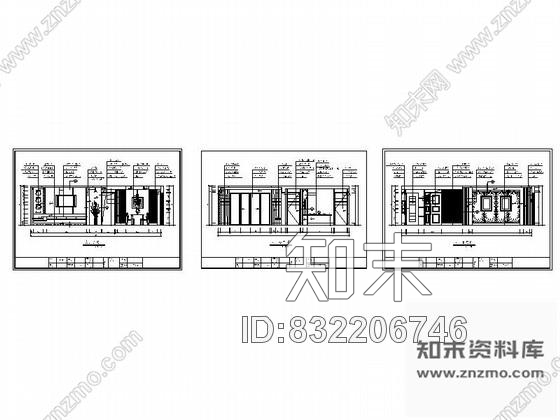 图块/节点现代客厅立面图cad施工图下载【ID:832206746】