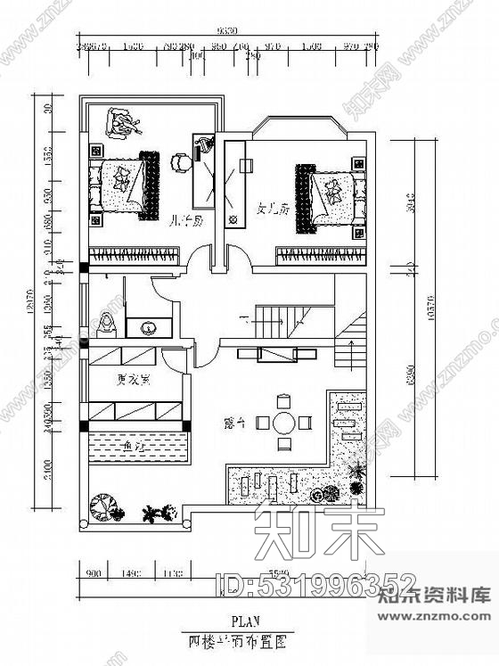 施工图四层高级别墅平面设计图含效果cad施工图下载【ID:531996352】