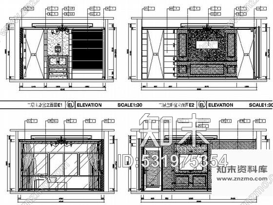 施工图江苏雍容华贵欧式风格三层别墅装修施工图含效果图cad施工图下载【ID:531975354】