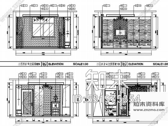 施工图江苏雍容华贵欧式风格三层别墅装修施工图含效果图cad施工图下载【ID:531975354】