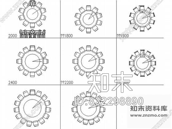 图块/节点餐桌椅组合平面CAD图块下载施工图下载【ID:832298890】