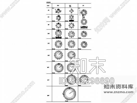 图块/节点餐桌椅组合平面CAD图块下载施工图下载【ID:832298890】