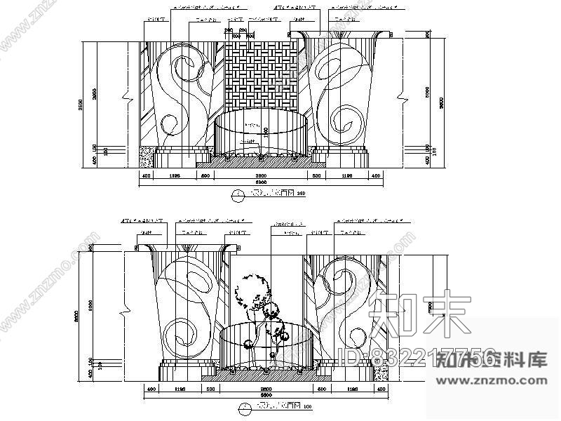 图块/节点四星级酒店大堂室内立面图施工图下载【ID:832217756】