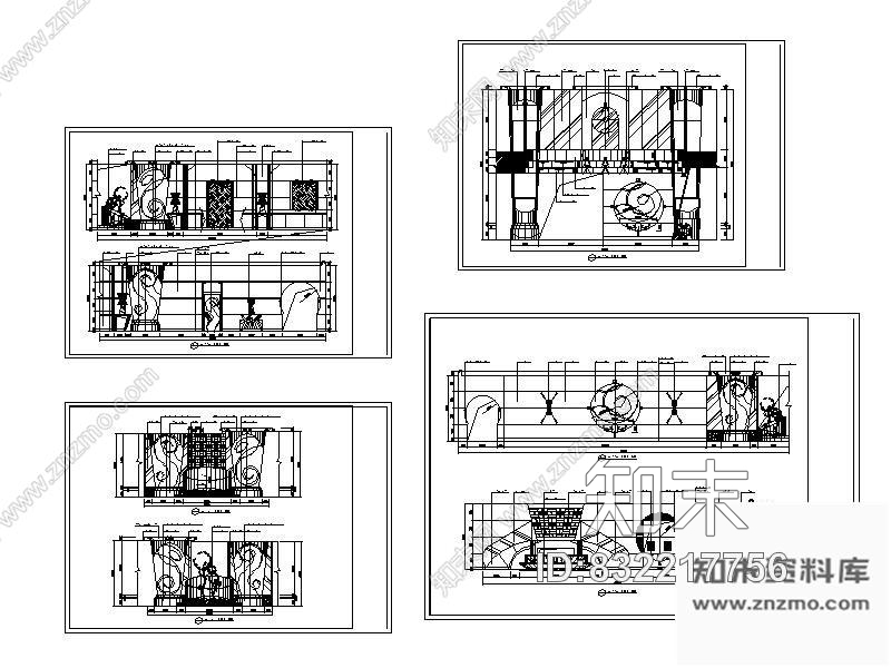 图块/节点四星级酒店大堂室内立面图施工图下载【ID:832217756】