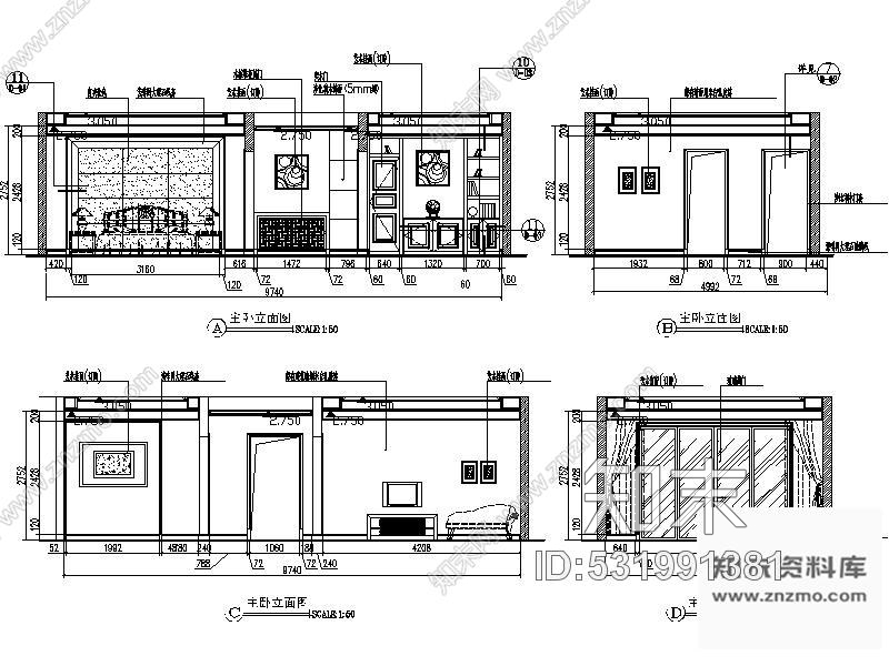 施工图广东某五层别墅室内装修图cad施工图下载【ID:531991381】