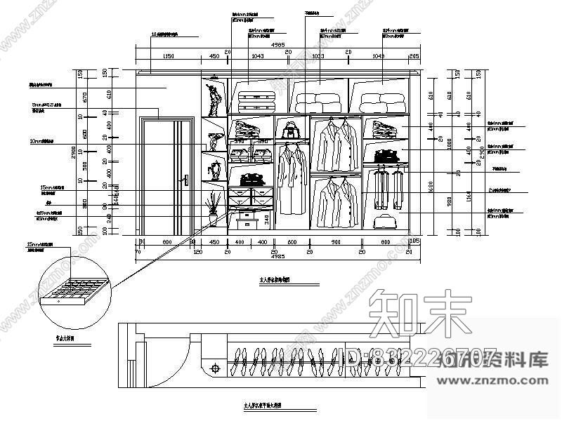 图块/节点现代主卧室立面图施工图下载【ID:832226707】