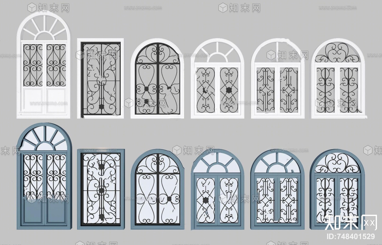 简欧铁艺窗户3d模型3d模型下载