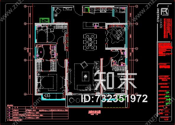 创域-熙景城豪苑样板房cad施工图下载【ID:732351972】