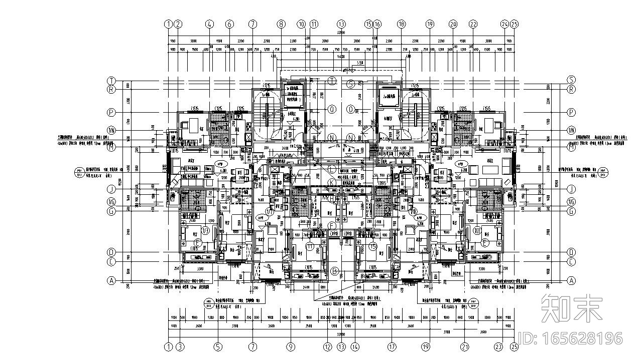 两梯四户三房两厅两卫 两房两厅一卫户型图施工图下载