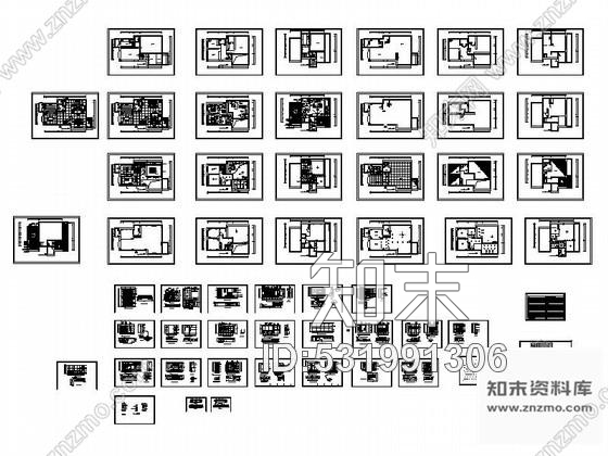 施工图现代三层别墅室内装修图cad施工图下载【ID:531991306】