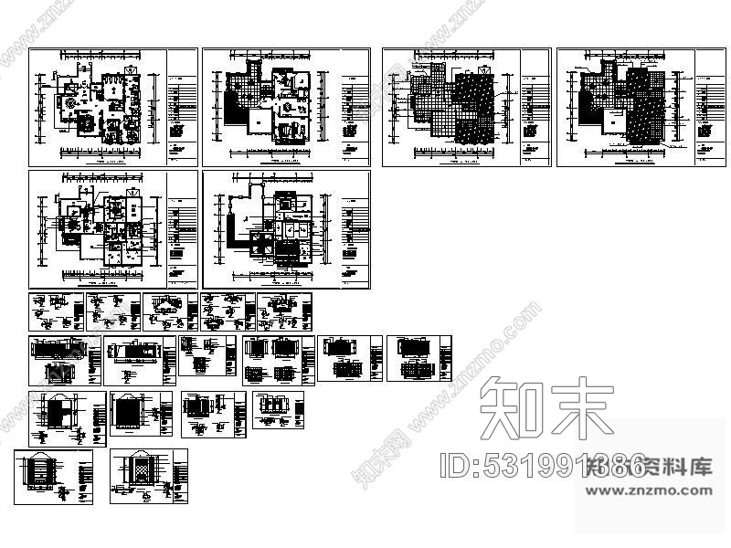 施工图简欧双层别墅室内装修图cad施工图下载【ID:531991386】