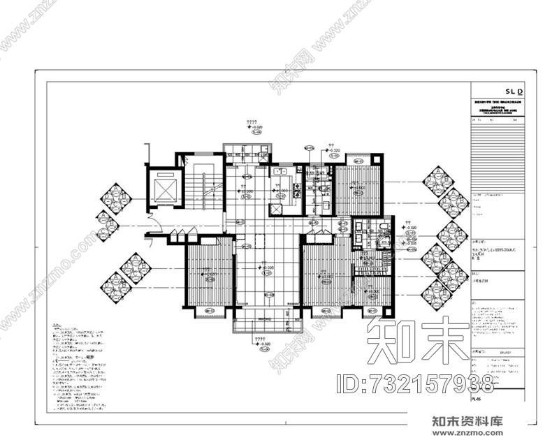 梁志天南京胜科·星洲府A、B户型样板间施工图下载【ID:732157938】