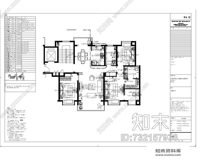 梁志天南京胜科·星洲府A、B户型样板间施工图下载【ID:732157938】