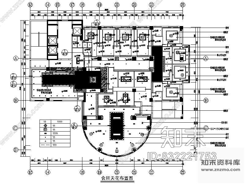 某休闲会所平面布置图cad施工图下载【ID:832221753】