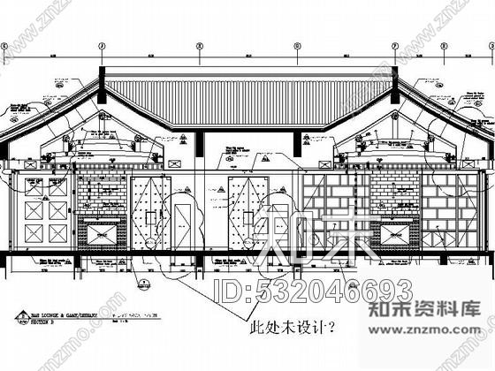 施工图四合院度假酒店大堂接待区装修施工图施工图下载【ID:532046693】