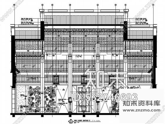 施工图四合院度假酒店大堂接待区装修施工图施工图下载【ID:532046693】