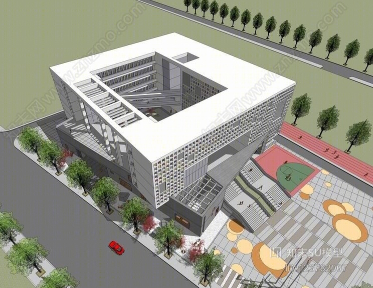 小学建筑学校su模型su模型下载