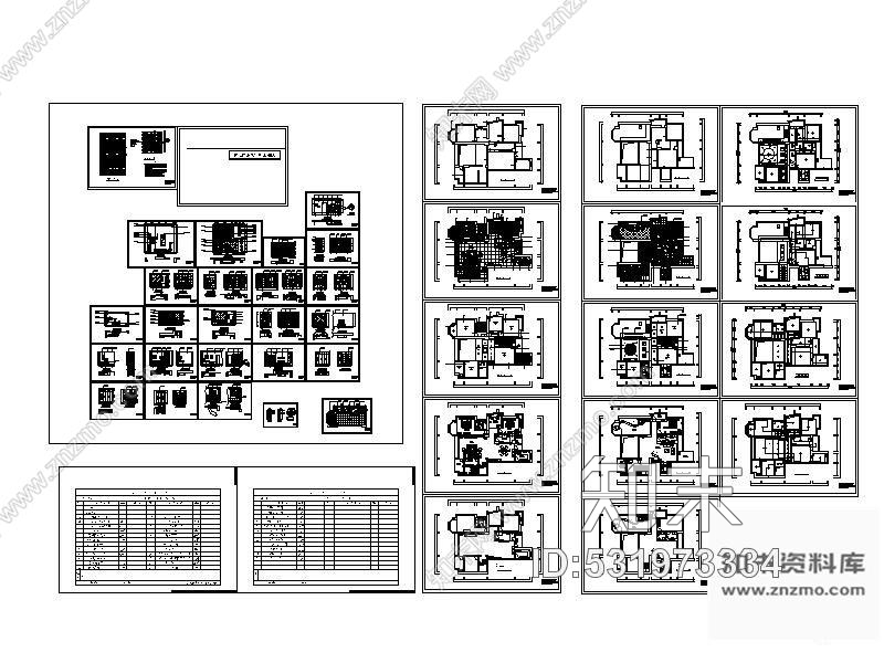 施工图300㎡二层别墅装修图施工图下载【ID:531973334】