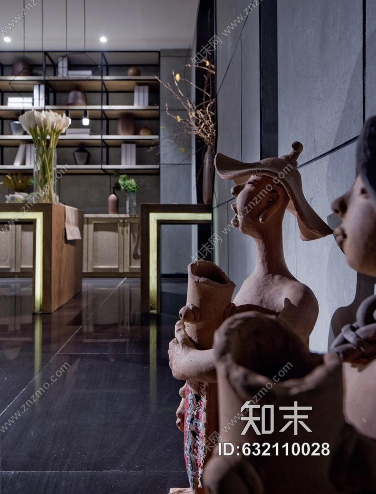 新疆禅意空间|合一茶道休闲会所设计施工图附效果图cad施工图下载【ID:632110028】