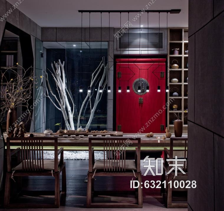 新疆禅意空间|合一茶道休闲会所设计施工图附效果图cad施工图下载【ID:632110028】