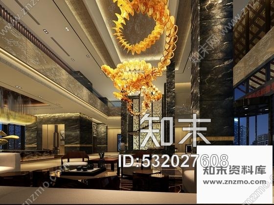 施工图山东原创典雅中式五星级酒店大堂吧装修施工图含效果cad施工图下载【ID:532027608】