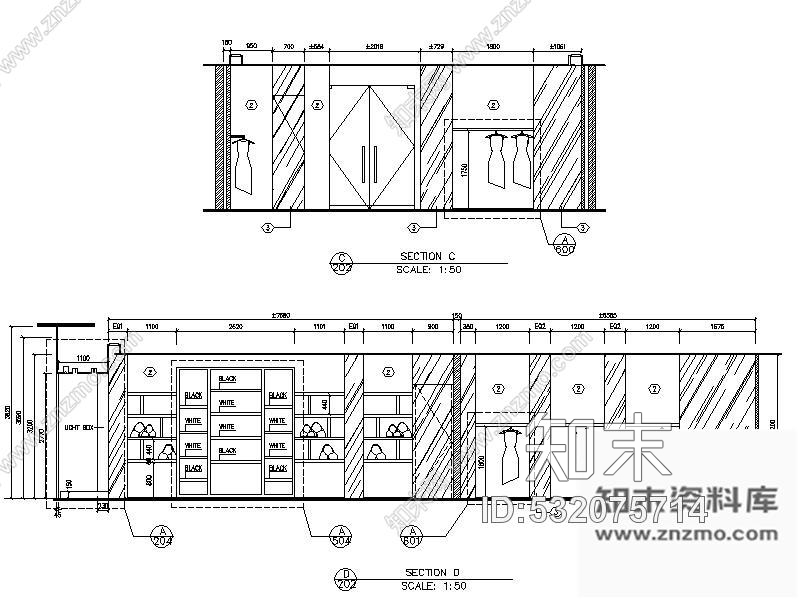 施工图台北某品牌服饰室内专卖店装修图cad施工图下载【ID:532075714】